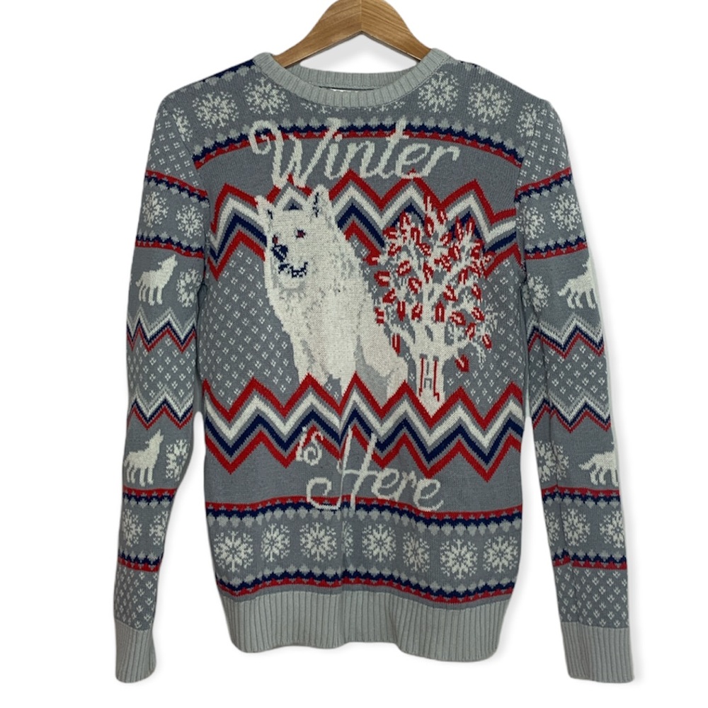 Game Of Thrones Winter is Here Sweater Womens Long Sleeve Fair Isle Size L